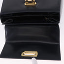 Salvatore Ferragamo Gancini Hand Bag Leather Navy Gold Auth ka5976-10