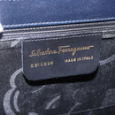Salvatore Ferragamo Gancini Hand Bag Leather Navy Gold Auth ka5976-12