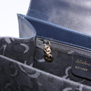 Salvatore Ferragamo Gancini Hand Bag Leather Navy Gold Auth ka5976-24