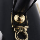Salvatore Ferragamo Gancini Hand Bag Leather Navy Gold Auth ka5976-8