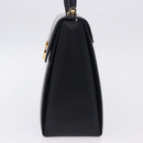 Salvatore Ferragamo Gancini Hand Bag Leather Navy Gold Auth ka5976-3