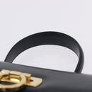 Salvatore Ferragamo Gancini Hand Bag Leather Navy Gold Auth ka5976-14