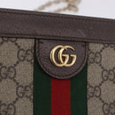 GUCCI GG Supreme Chain Web Sherry Line Bag PVC Beige Gold 503877 Auth ka5977V-17
