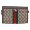 GUCCI GG Supreme Chain Web Sherry Line Bag PVC Beige Gold 503877 Auth ka5977V-13
