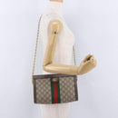 GUCCI GG Supreme Chain Web Sherry Line Bag PVC Beige Gold 503877 Auth ka5977V-24