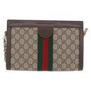 GUCCI GG Supreme Chain Web Sherry Line Bag PVC Beige Gold 503877 Auth ka5977V-2