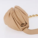 BOTTEGA VENETA INTRECCIATO Chain Shoulder Bag Leather Beige Gold Auth ka5978V-3