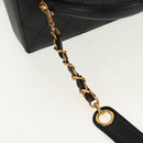 CHANEL Bicolore Vanity Hand Bag Lamb Skin Black Gold CC Auth ka597V-10