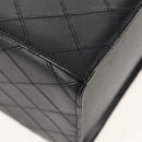 CHANEL Bicolore Vanity Hand Bag Lamb Skin Black Gold CC Auth ka597V-15