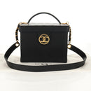 CHANEL Bicolore Vanity Hand Bag Lamb Skin Black Gold CC Auth ka597V-31