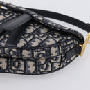 Christian Dior Trotter Canvas Saddle Hand Bag Navy Gold Auth ka5981SAM-14