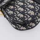 Christian Dior Trotter Canvas Saddle Hand Bag Navy Gold Auth ka5981SAM-15