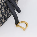 Christian Dior Trotter Canvas Saddle Hand Bag Navy Gold Auth ka5981SAM-9