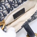 Christian Dior Trotter Canvas Saddle Hand Bag Navy Gold Auth ka5981SAM-10