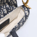 Christian Dior Trotter Canvas Saddle Hand Bag Navy Gold Auth ka5981SAM-19