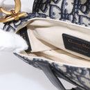Christian Dior Trotter Canvas Saddle Hand Bag Navy Gold Auth ka5981SAM-20