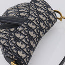 Christian Dior Trotter Canvas Saddle Hand Bag Navy Gold Auth ka5981SAM-6