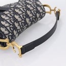 Christian Dior Trotter Canvas Saddle Hand Bag Navy Gold Auth ka5981SAM-7