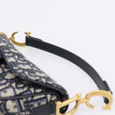 Christian Dior Trotter Canvas Saddle Hand Bag Navy Gold Auth ka5981SAM-8