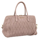 Miu Miu Matelasse Hand Bag Leather 2way Pink Gold Auth ka5983A-1