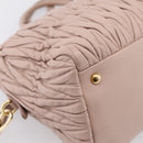 Miu Miu Matelasse Hand Bag Leather 2way Pink Gold Auth ka5983A-15