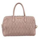 Miu Miu Matelasse Hand Bag Leather 2way Pink Gold Auth ka5983A-2