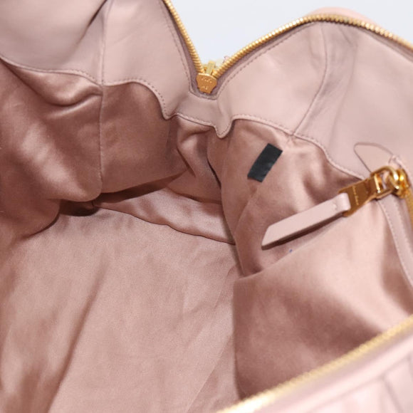Miu Miu Matelasse Hand Bag Leather 2way Pink Gold Auth ka5983A