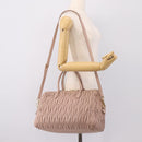 Miu Miu Matelasse Hand Bag Leather 2way Pink Gold Auth ka5983A-24