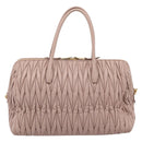 Miu Miu Matelasse Hand Bag Leather 2way Pink Gold Auth ka5983A-3
