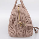 Miu Miu Matelasse Hand Bag Leather 2way Pink Gold Auth ka5983A-4