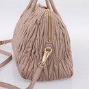 Miu Miu Matelasse Hand Bag Leather 2way Pink Gold Auth ka5983A-5