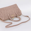 Miu Miu Matelasse Hand Bag Leather 2way Pink Gold Auth ka5983A-9