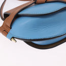 LOEWE Mini Gate Bag Shoulder Bag Leather Blue Gold Auth ka5984A-16