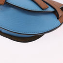LOEWE Mini Gate Bag Shoulder Bag Leather Blue Gold Auth ka5984A-17