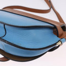LOEWE Mini Gate Bag Shoulder Bag Leather Blue Gold Auth ka5984A-19