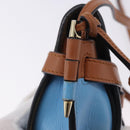 LOEWE Mini Gate Bag Shoulder Bag Leather Blue Gold Auth ka5984A-20
