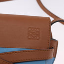 LOEWE Mini Gate Bag Shoulder Bag Leather Blue Gold Auth ka5984A-21