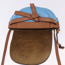 LOEWE Mini Gate Bag Shoulder Bag Leather Blue Gold Auth ka5984A-9