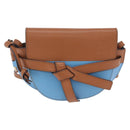 LOEWE Mini Gate Bag Shoulder Bag Leather Blue Gold Auth ka5984A-13