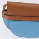 LOEWE Mini Gate Bag Shoulder Bag Leather Blue Gold Auth ka5984A-3