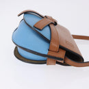 LOEWE Mini Gate Bag Shoulder Bag Leather Blue Gold Auth ka5984A-4