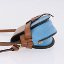 LOEWE Mini Gate Bag Shoulder Bag Leather Blue Gold Auth ka5984A-5