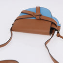 LOEWE Mini Gate Bag Shoulder Bag Leather Blue Gold Auth ka5984A-14