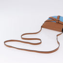LOEWE Mini Gate Bag Shoulder Bag Leather Blue Gold Auth ka5984A-8