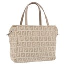 FENDI Zucchino Canvas Hand Pouch Beige Silver Auth ka5985A-1