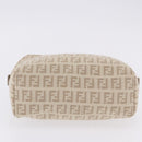 FENDI Zucchino Canvas Hand Pouch Beige Silver Auth ka5985A-10