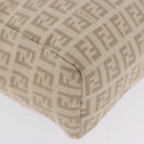 FENDI Zucchino Canvas Hand Pouch Beige Silver Auth ka5985A-11