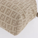 FENDI Zucchino Canvas Hand Pouch Beige Silver Auth ka5985A-12