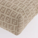FENDI Zucchino Canvas Hand Pouch Beige Silver Auth ka5985A-14