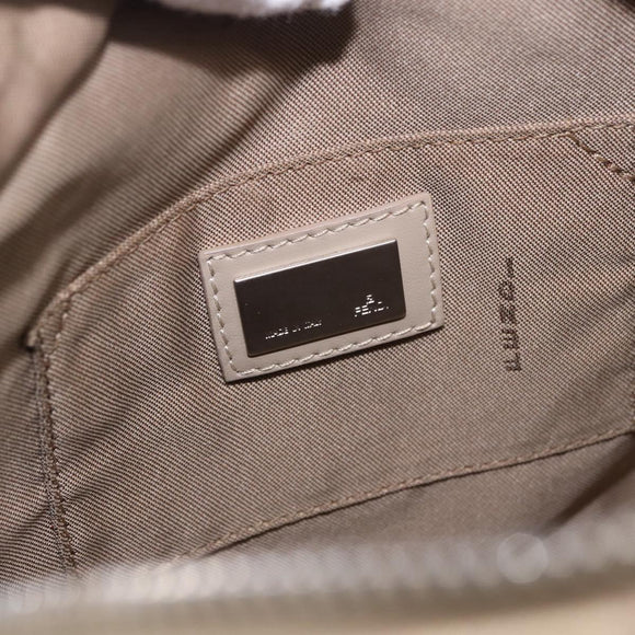 FENDI Zucchino Canvas Hand Pouch Beige Silver Auth ka5985A